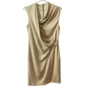 Helmut Lang Wool Blend Sleeveless Cream Buckle Detail Dress Size 4